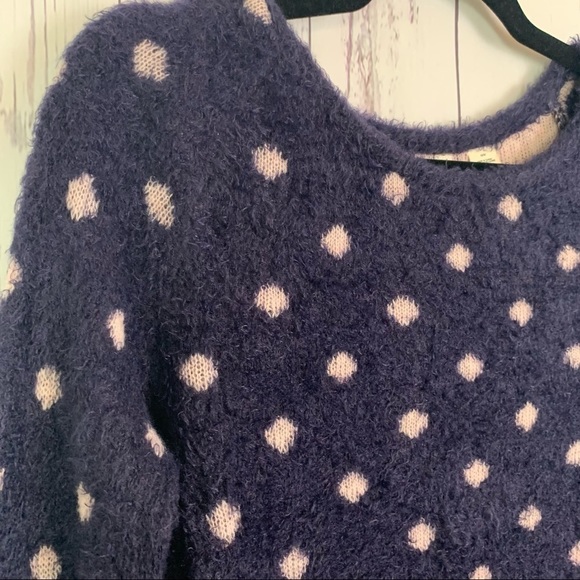 Anthropologie Moth | navy polka dot fuzzy texture sweater - Picture 3 of 9